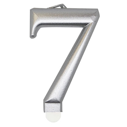 Metallic Silver Numeral Candle - 7