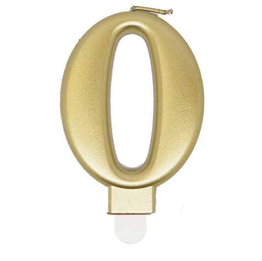 Metallic Gold Numeral Candle - 0