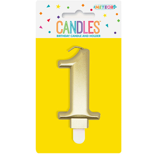 Metallic Gold Numeral Candle - 1