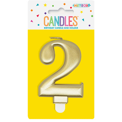 Metallic Gold Numeral Candle - 2