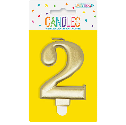 Metallic Gold Numeral Candle - 2