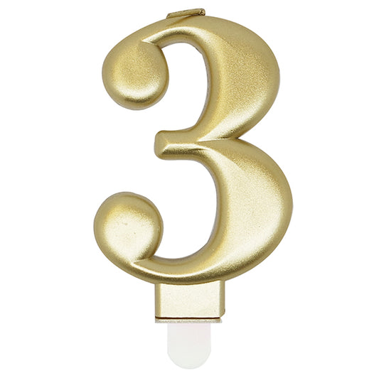 Metallic Gold Numeral Candle - 3