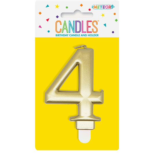 Metallic Gold Numeral Candle - 4