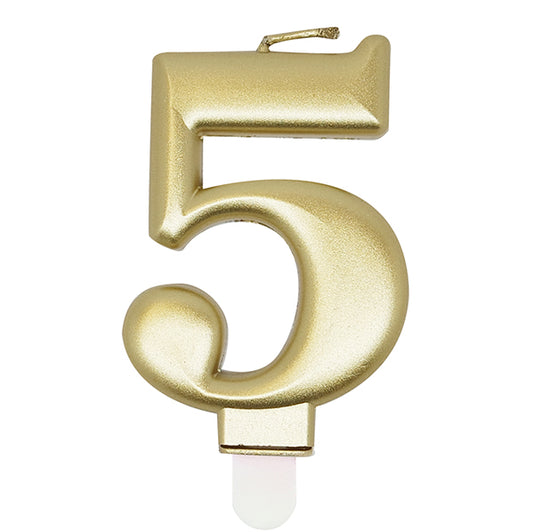 Metallic Gold Numeral Candle - 5