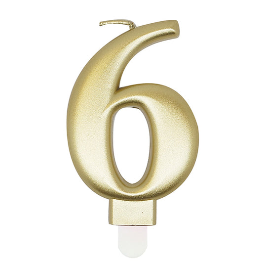 Metallic Gold Numeral Candle - 6