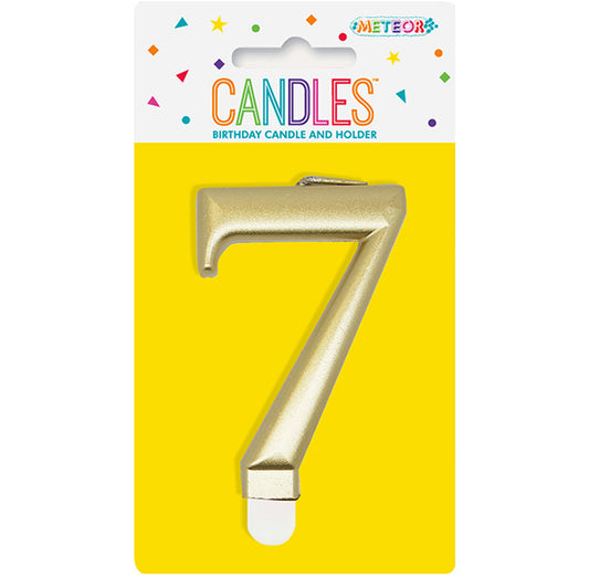 Metallic Gold Numeral Candle - 7