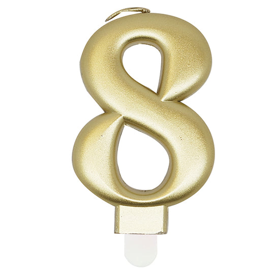 Metallic Gold Numeral Candle - 8