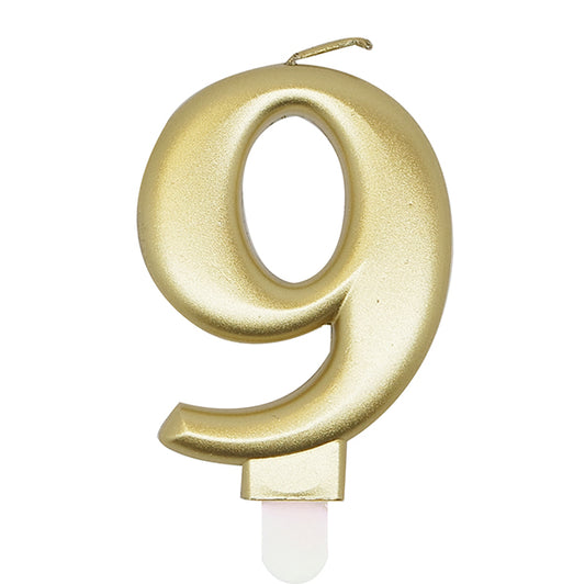 Metallic Gold Numeral Candle - 9