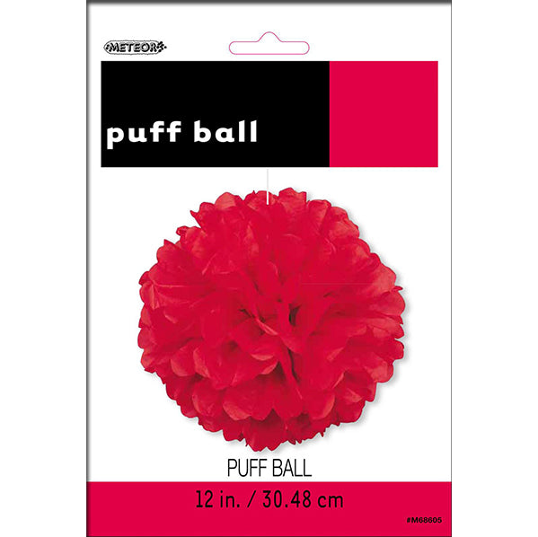 Puff Ball Decoration - Ruby Red 30cm