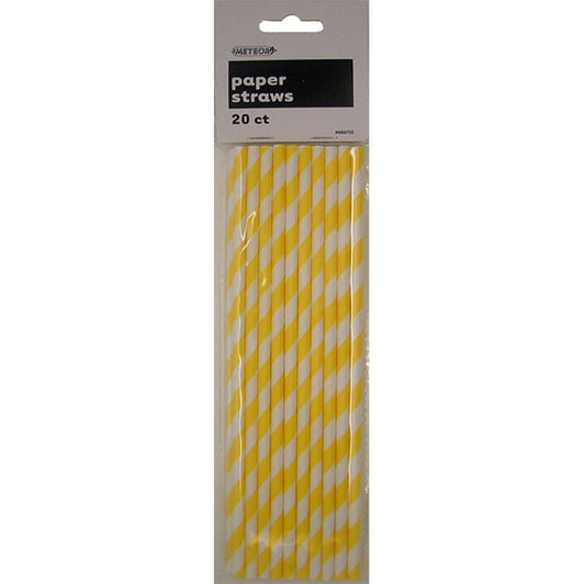 Stripes Paper Straws - Sunflower Yellow (Pack of 20)