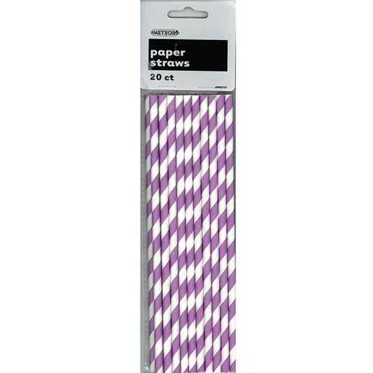 Stripes Paper Straws - Pretty Purple (Pack of 20)