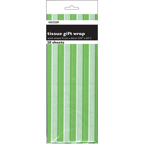 Tissue Paper - Lime Green Stripes (10 Sheets)