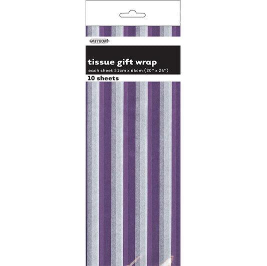 Tissue Paper - Pretty Purple Stripes (10 Sheets)