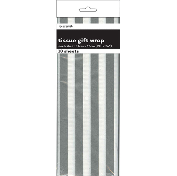 Tissue Paper - Silver Stripes (10 Sheets)