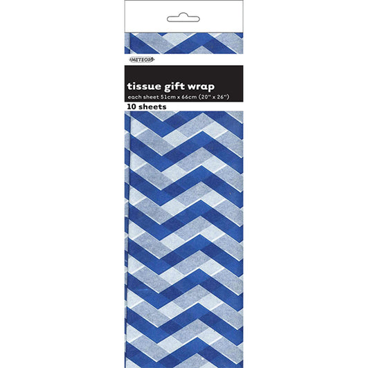 Tissue Paper - Royal Blue Chevron (10 Sheets)