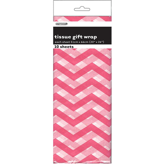 Tissue Paper - Hot Pink Chevron (10 Sheets)