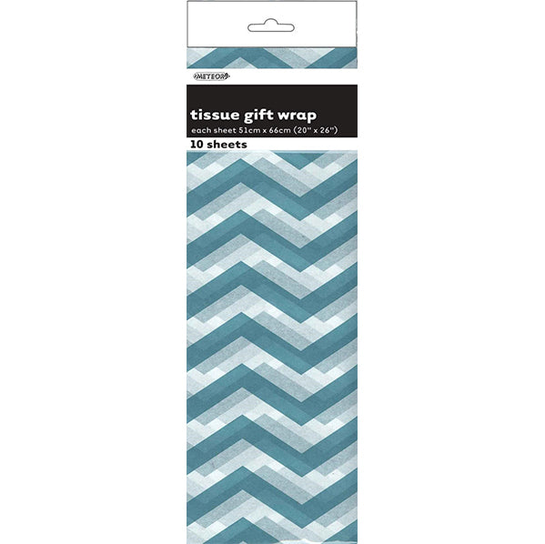 Tissue Paper - Caribbean Teal Chevron (10 Sheets)