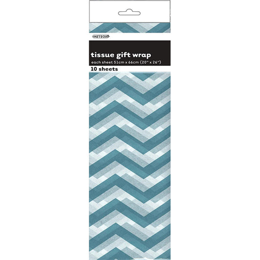 Tissue Paper - Caribbean Teal Chevron (10 Sheets)