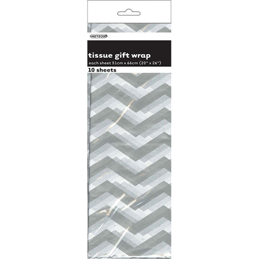 Tissue Paper - Silver Chevron (10 Sheets)