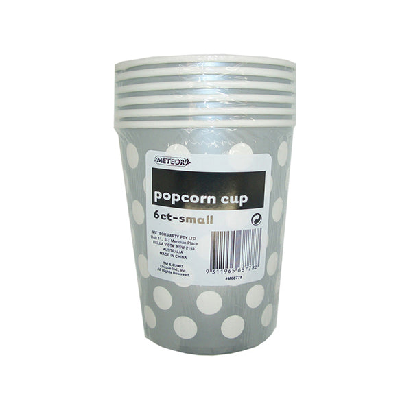 Dots Silver Paper Popcorn Cups - Small (Pack of 6)