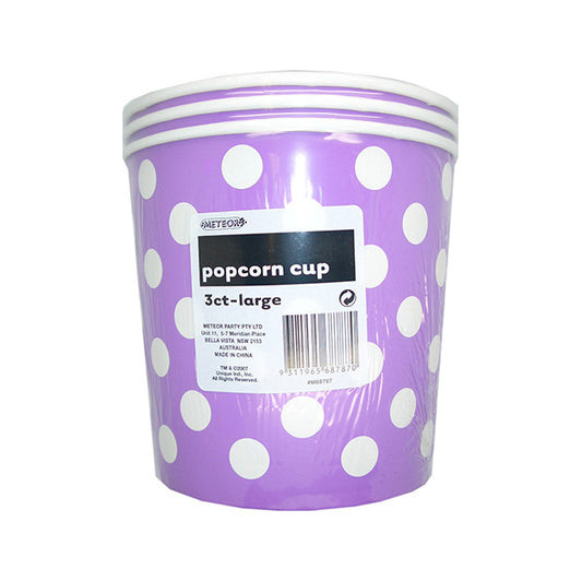 Dots Pretty Purple Paper Popcorn Cups - Large (Pack of 3)