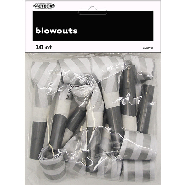 Stripe & Chevron Assorted Blowouts - Silver (Pack of 10)