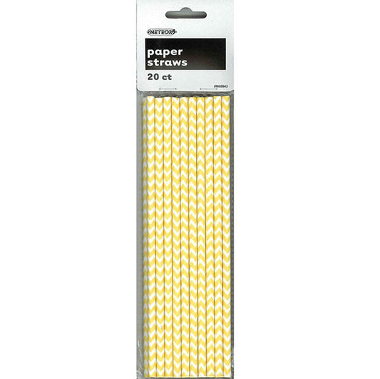 Chevron Paper Straws - Sunflower Yellow (Pack of 20)