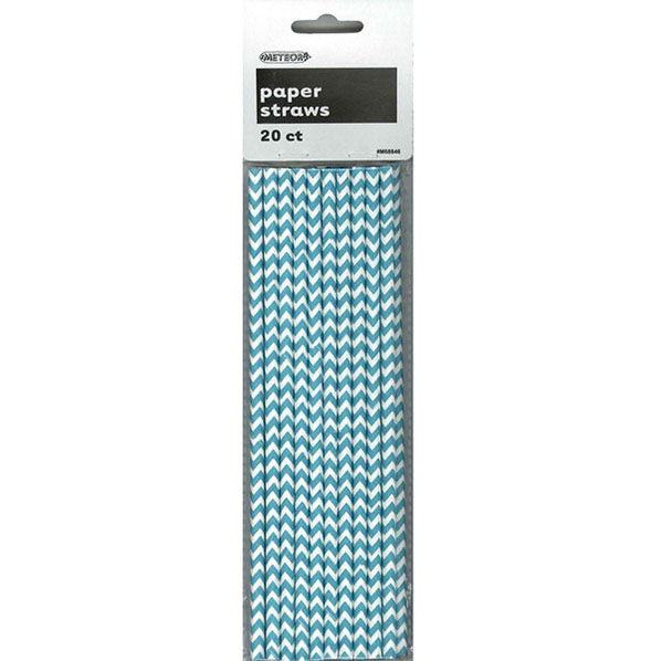 Chevron Paper Straws - Caribbean Teal (Pack of 20)