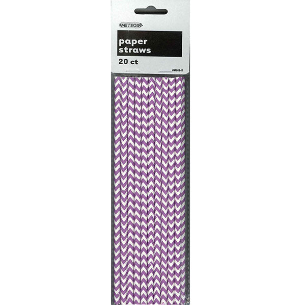 Chevron Paper Straws - Pretty Purple (Pack of 20)