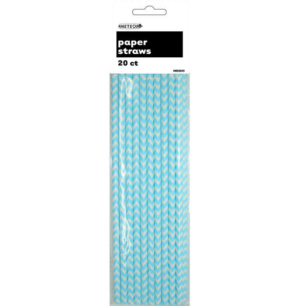 Chevron Paper Straws - Powder Blue (Pack of 20)