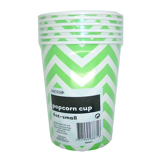 Chevron Lime Green Paper Popcorn Cups - Small (Pack of 6)