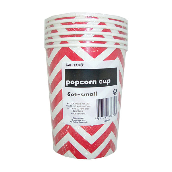 Chevron Ruby Red Paper Popcorn Cups - Small (Pack of 6)