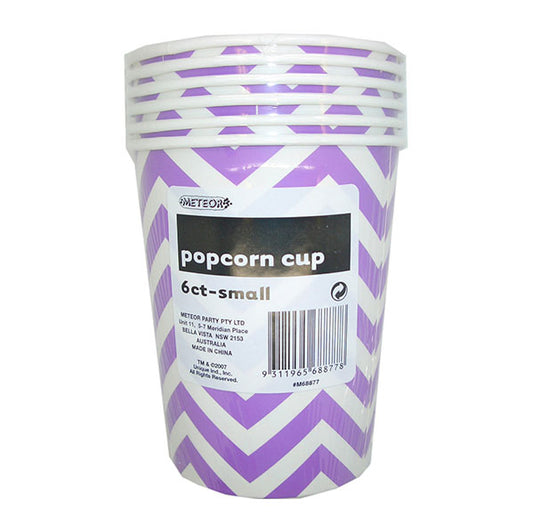 Chevron Pretty Purple Paper Popcorn Cups - Small (Pack of 6)