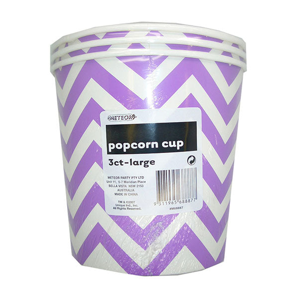 Chevron Pretty Purple Paper Popcorn Cups - Large (Pack of 3)