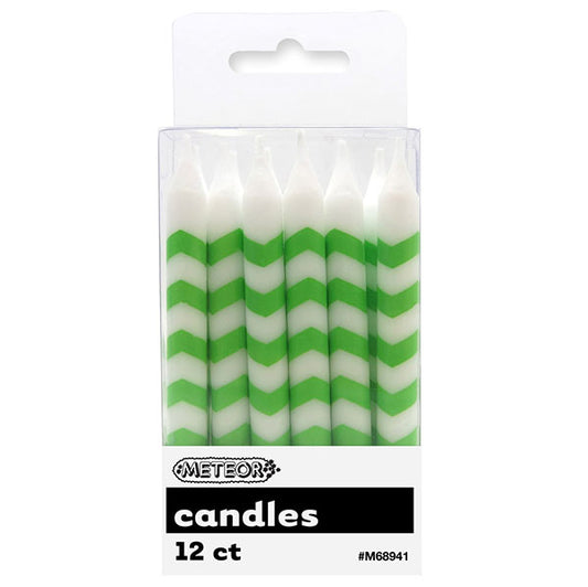 Chevron Candles - Lime Green (Pack of 12)