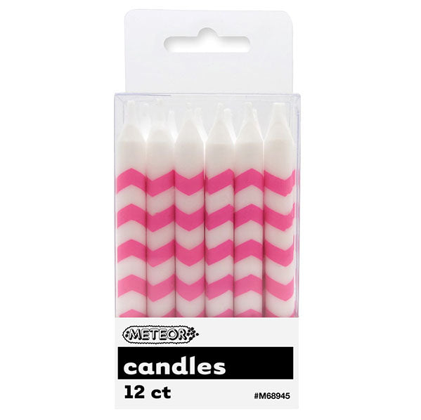 Chevron Candles - Hot Pink (Pack of 12)