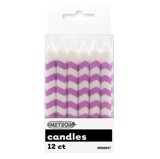 Chevron Candles - Pretty Purple (Pack of 12)