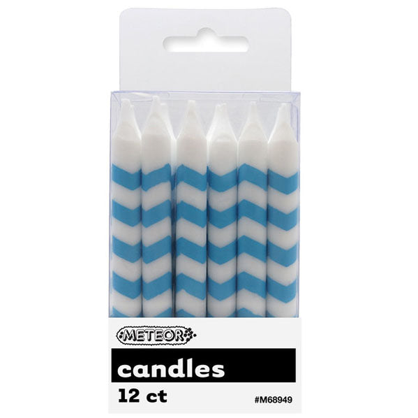 Chevron Candles - Powder Blue (Pack of 12)