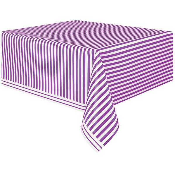 Pretty Purple Stripes Printed Tablecover 137cm x 274cm