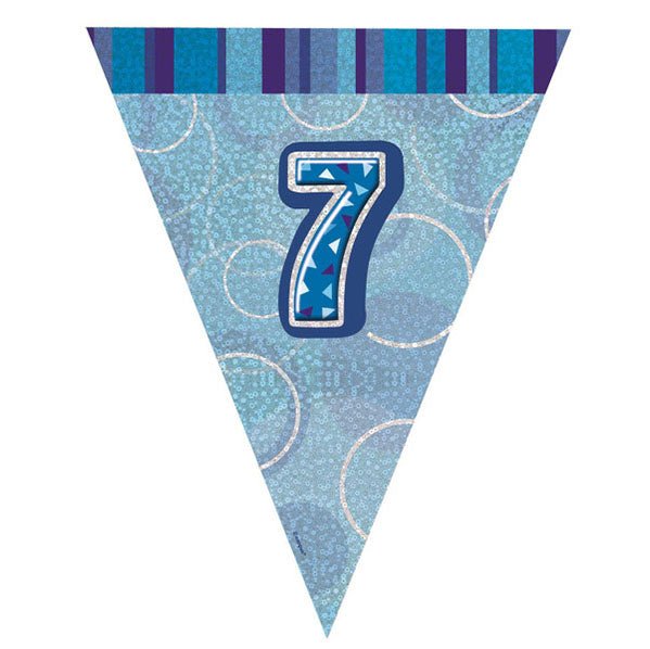 "7" Glitz Blue Flag Banner - 2.74m - The Party Marketplace