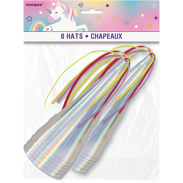 Silver Unicorn Horn Party Hats (Pack of 8)