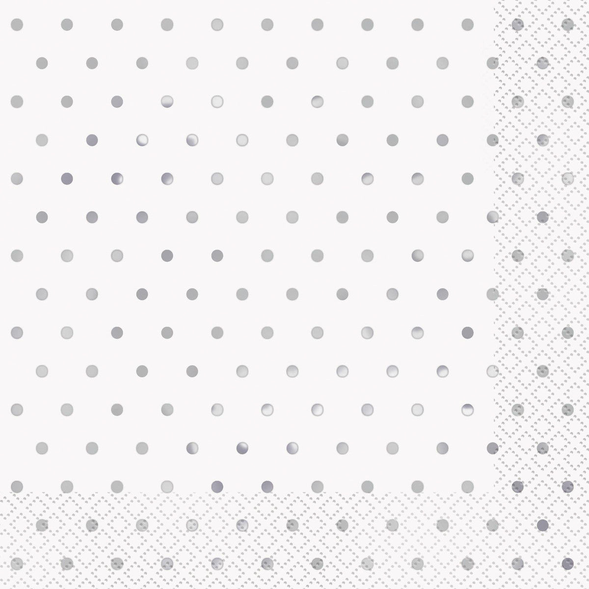 Foil Stamped Mini Dots Silver Luncheon Napkins (Pack of 16)