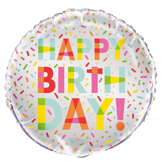 Donut Party "Happy Birthday" Foil Balloon 45cm