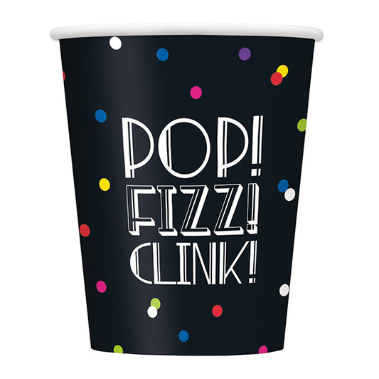 Neon Dots New Year Paper Cups 270ml (Pack of 8)