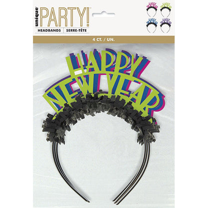 "Happy New Year" Neon Headbands (Pack of 4)