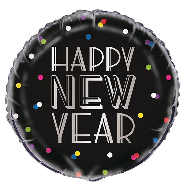 Neon Dots "Happy New Year" Foil Balloon 45cm