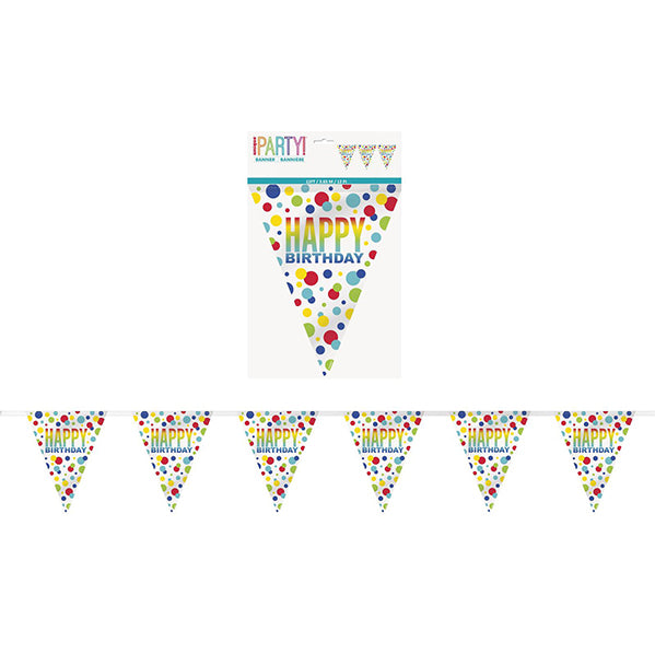 Rainbow Spots "Happy Birthday" Flag Banner - 3.65m