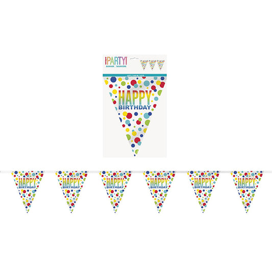 Rainbow Spots "Happy Birthday" Flag Banner - 3.65m