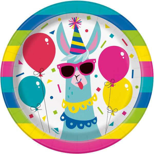 Llama Birthday Paper Plates 18cm (Pack of 8)