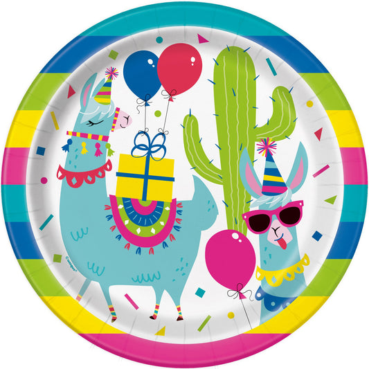 Llama Birthday Paper Plates 23cm (Pack of 8)